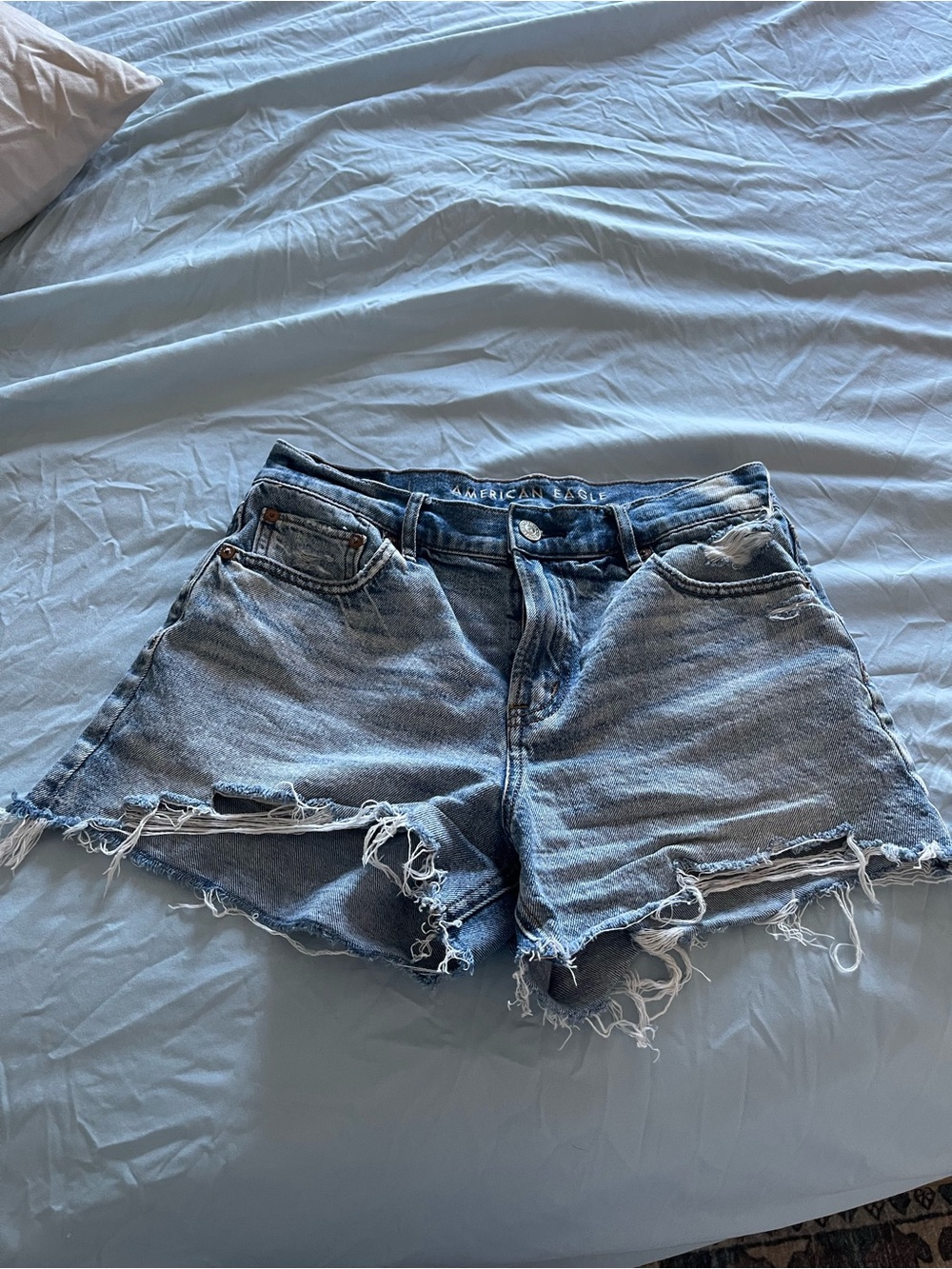 American Eagle Outfitters Light Blue Distressed Denim Cutoff Shorts